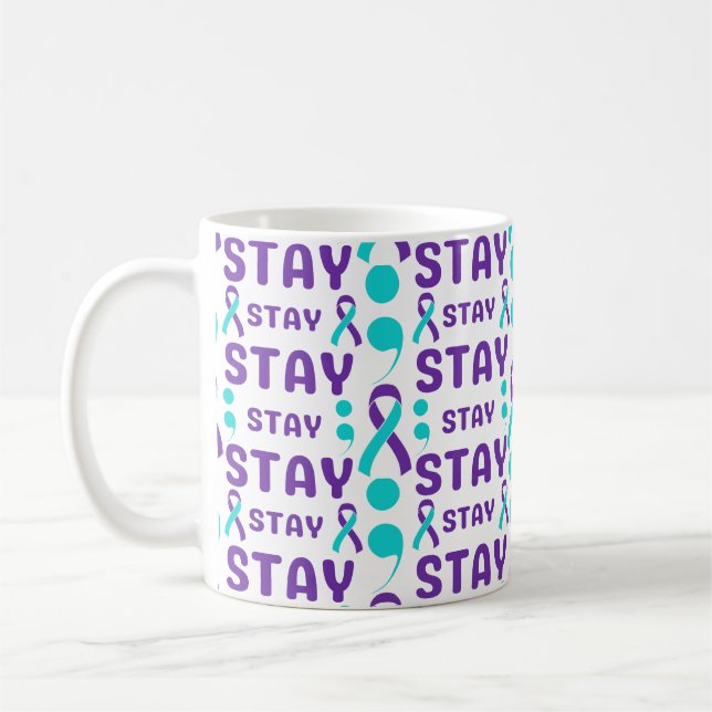 Suicide Prevention STAY Semicolon Kaffemugg (Vänster)