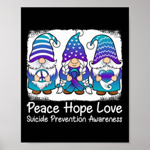 Suicide Prevention Support gnomes med ribbon Teal Poster