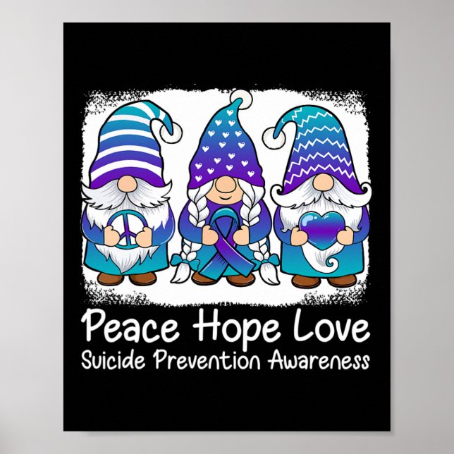 Suicide Prevention Support gnomes med ribbon Teal Poster (Framsidan)