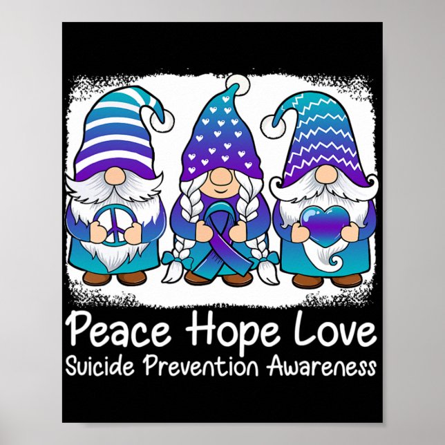 Suicide Prevention Support gnomes med ribbon Teal Poster (Framsidan)