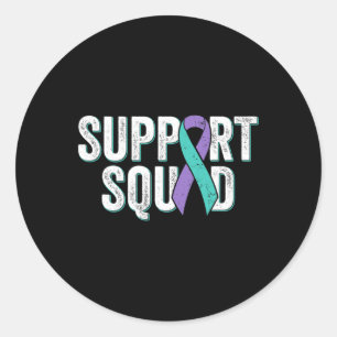Suicide Prevention Support Squad - Teal Lila Awa Runt Klistermärke