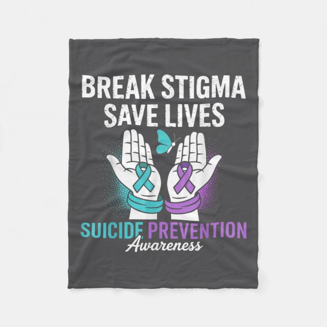 Suicide Prevention Suprt Break Stigma Suicide Awar Fleecefilt (Framsidan)