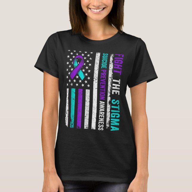 Suicide Prevention Suprt Fight Stigma Suicide Awar T Shirt (Framsida)