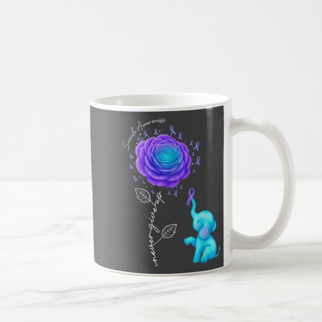 Suicide Prevention Teal Purple Flower Elephant Rib Kaffemugg (Höger)