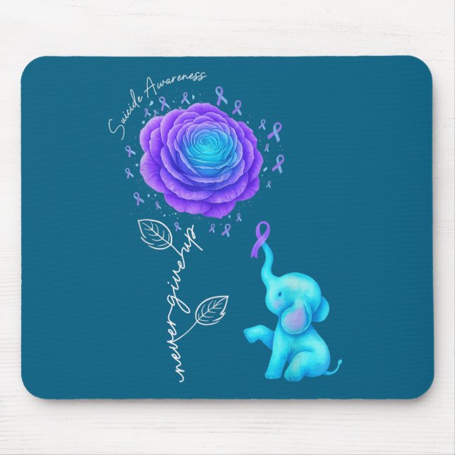 Suicide Prevention Teal Purple Flower Elephant Rib Musmatta (Framsidan)