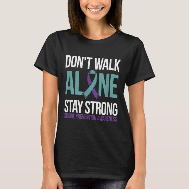 Suicide Prevention Teal Purple Ribbon Suprt  T Shirt (Framsida)