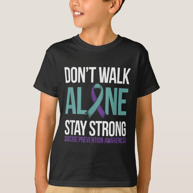 Suicide Prevention Teal Purple Ribbon Suprt  T Shirt (Framsida)