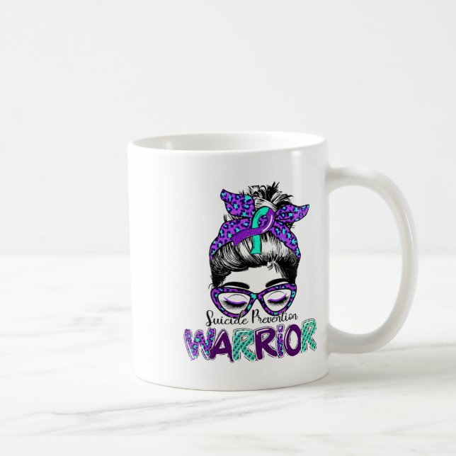 Suicide Prevention Warrior Messy Bun Suicide Medve Kaffemugg (Höger)