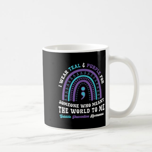 Suicide Prevention Wear Teal Purple Mental Health  Kaffemugg (Höger)