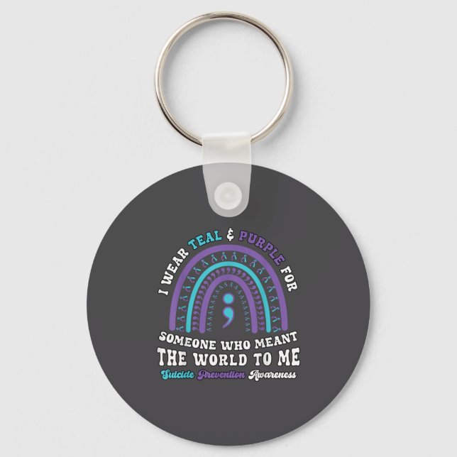 Suicide Prevention Wear Teal Purple Mental Health  Nyckelring (Framsida)