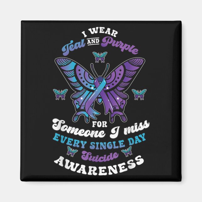 Suicide Prevention Wear Teal Purple Someone I Miss Magnet (Framsidan)