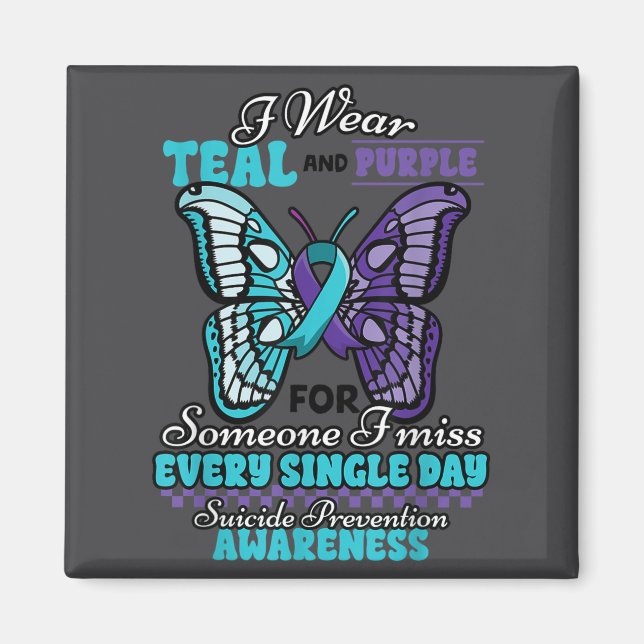 Suicide Prevention Wear Teal Purple Someone I Miss Magnet (Framsidan)