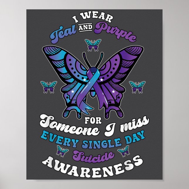 Suicide Prevention Wear Teal Purple Someone I Miss Poster (Framsidan)