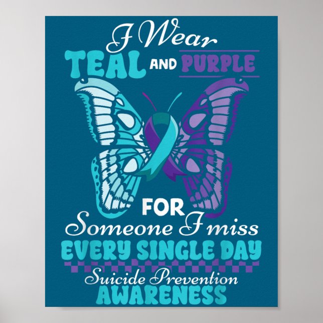 Suicide Prevention Wear Teal Purple Someone I Miss Poster (Framsidan)