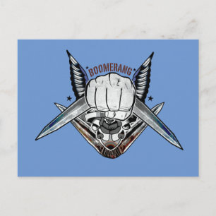 Suicide Squad Boomerang Fist Tattoo Art Vykort