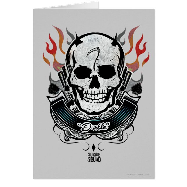 Suicide Squad | Diablo Skull & Flames TattoArt Hälsningskort (Framsidan)