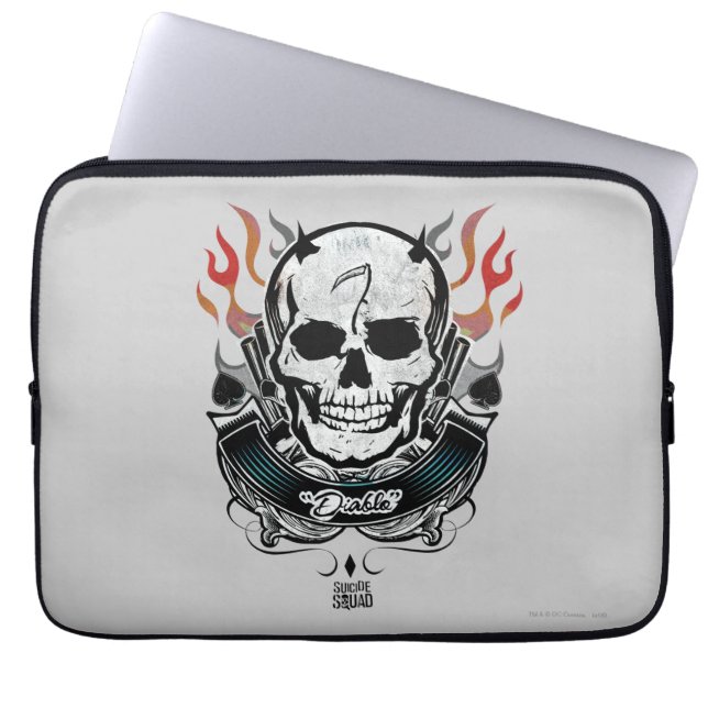 Suicide Squad | Diablo Skull & Flames TattoArt Laptop Fodral (Framsidan)