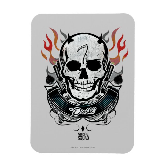 Suicide Squad | Diablo Skull & Flames TattoArt Magnet (Vertikal)