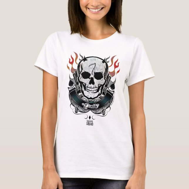 Suicide Squad | Diablo Skull & Flames TattoArt Tee (Framsida)
