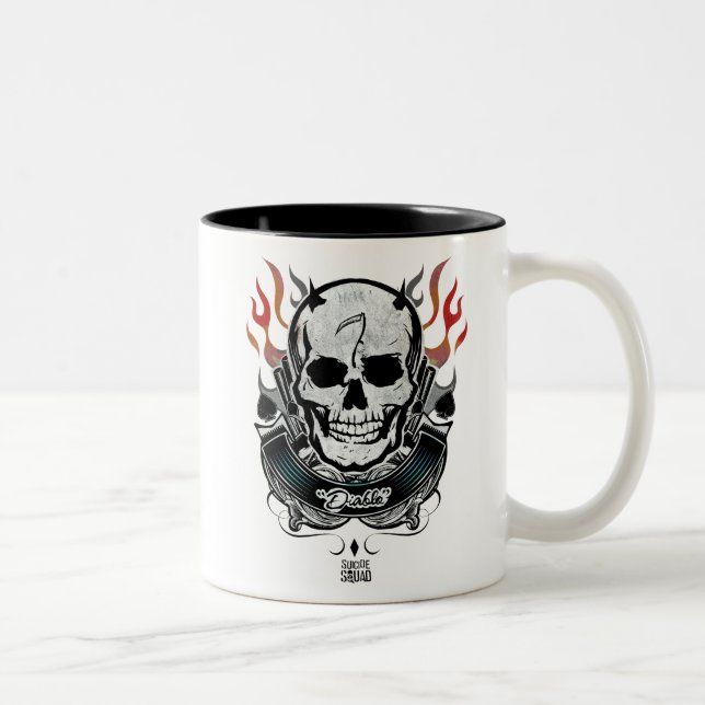 Suicide Squad | Diablo Skull & Flames TattoArt Två-Tonad Mugg (Höger)