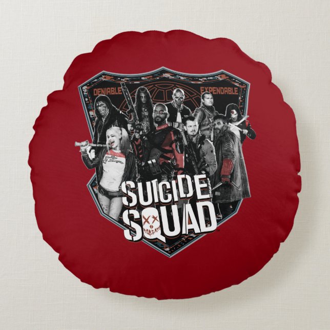 Suicide Squad | Foto för gruppbrickor Rund Kudde (Framsidan)