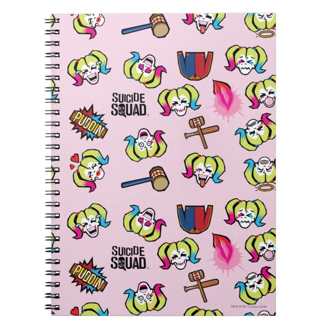 Suicide Squad | Harley Quinn Emoji Mönster Anteckningsbok Med Spiral (Framsidan)