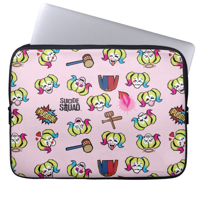 Suicide Squad | Harley Quinn Emoji Mönster Laptop Sleeve (Framsidan)
