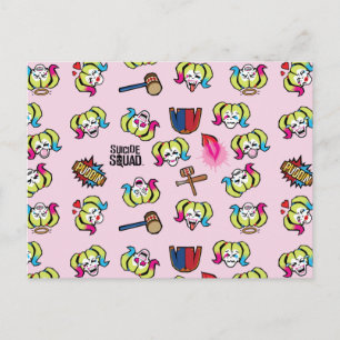 Suicide Squad Harley Quinn Emoji Mönster Vykort