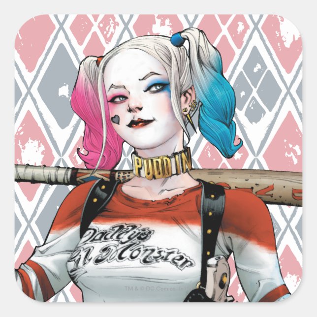 Suicide Squad | Harley Quinn Fyrkantigt Klistermärke (Framsida)