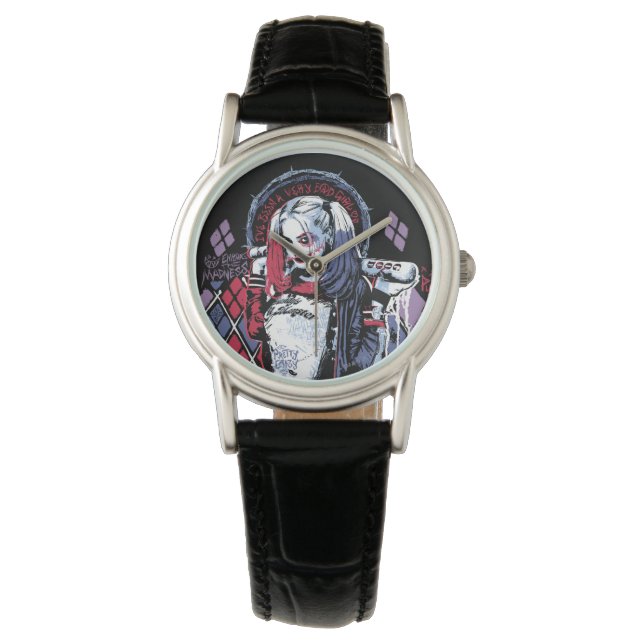 Suicide Squad | Harley Quinn Inked Graffiti Armbandsur (Framsida)