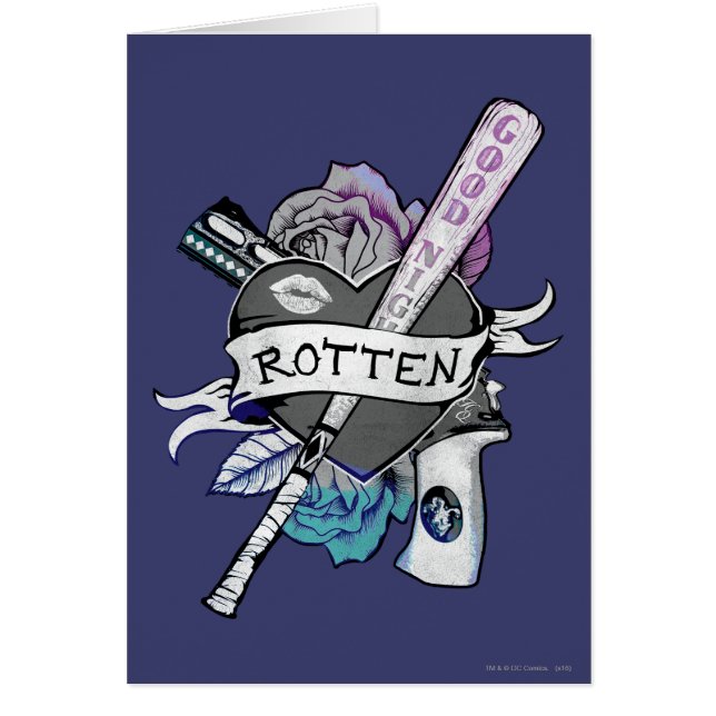 Suicide Squad | Harley Quinn "Rotten" TattoArt Hälsningskort (Framsidan)