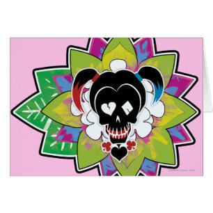 Suicide Squad Harley Quinn Skull Tattoo Art Hälsningskort