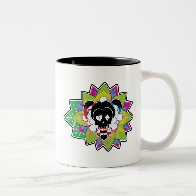 Suicide Squad | Harley Quinn Skull Tattoo Art Två-Tonad Mugg (Höger)