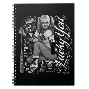 Suicide Squad Harley Quinn Typography Photo Anteckningsbok Med Spiral