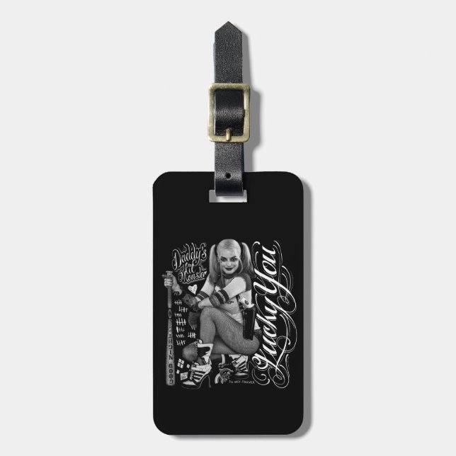 Suicide Squad | Harley Quinn Typography Photo Bagagebricka (Vertikal Framsida)