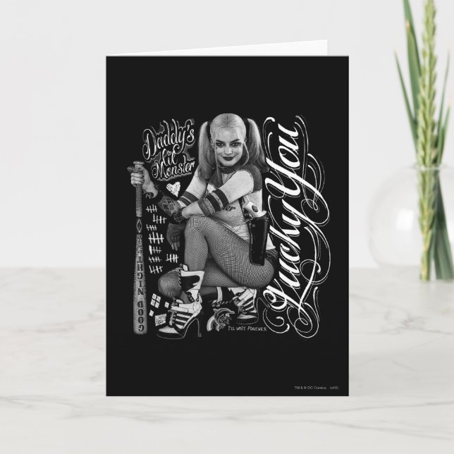 Suicide Squad | Harley Quinn Typography Photo Kort (Framsida)