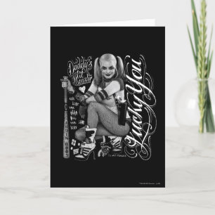 Suicide Squad Harley Quinn Typography Photo Kort