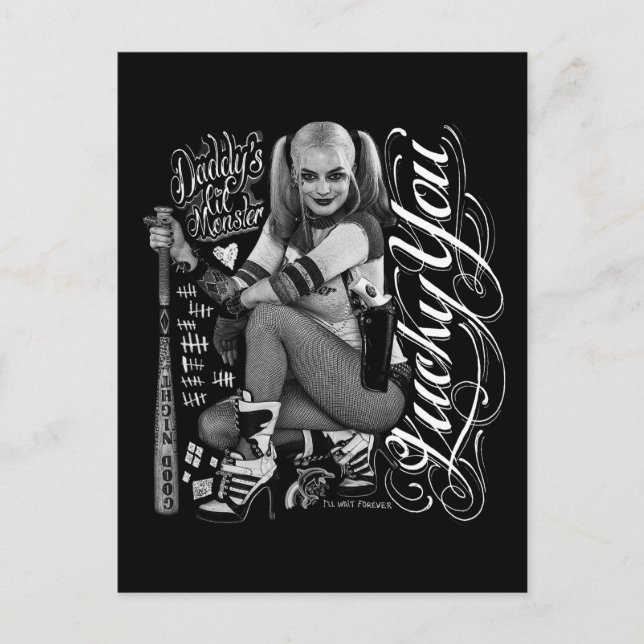 Suicide Squad | Harley Quinn Typography Photo Vykort (Framsida)