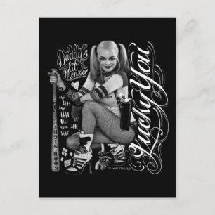 Suicide Squad Harley Quinn Typography Photo Vykort