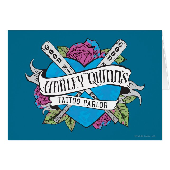 Suicide Squad | Harley Quinns Tatto Parlor Heart Hälsningskort (Framsidan Horizontal)