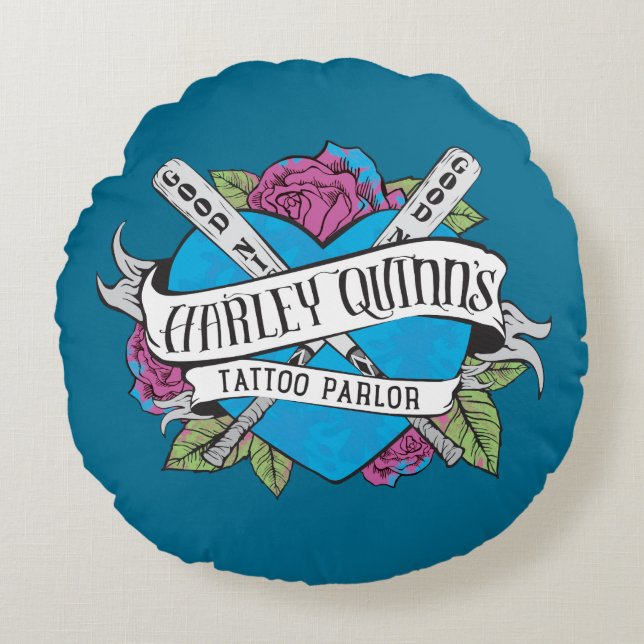 Suicide Squad | Harley Quinns Tatto Parlor Heart Rund Kudde (Framsidan)