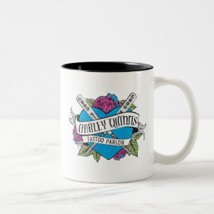 Suicide Squad   Harley Quinns Tatto Parlor Heart Två-Tonad Mugg