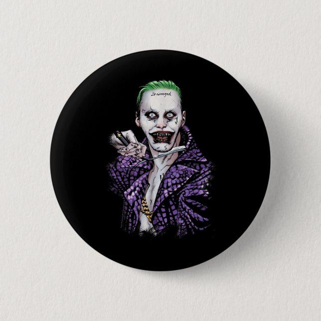 Suicide Squad Joker Blade Black T Shirt Knapp (Framsida)