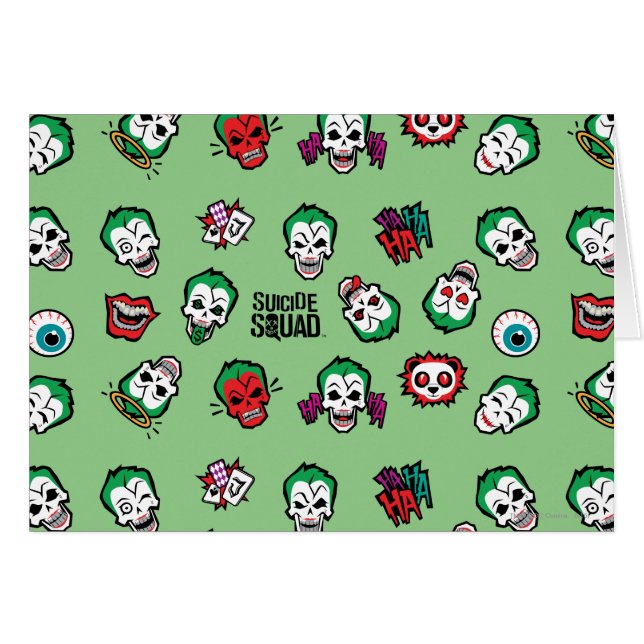 Suicide Squad | Joker Emoji Mönster Hälsningskort (Framsidan Horizontal)