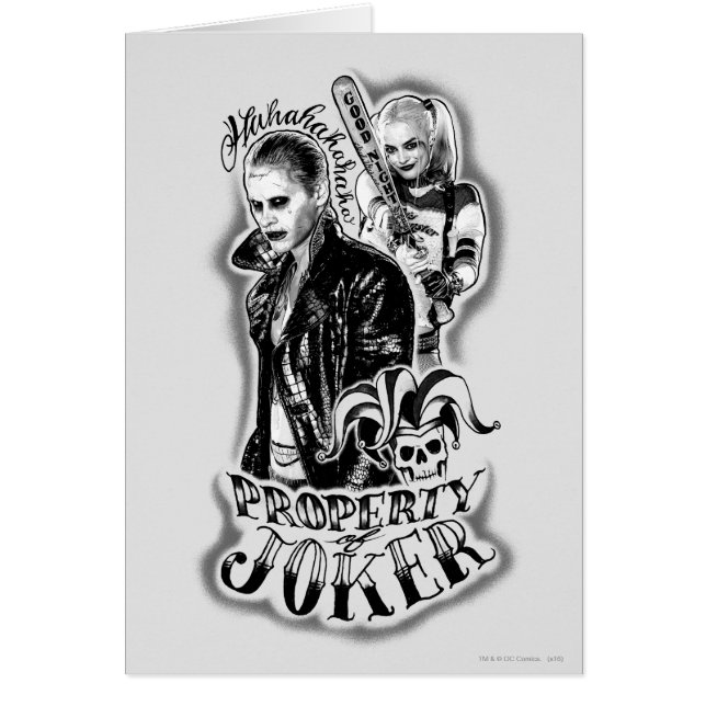 Suicide Squad | Joker & Harley Airbrush Tattoo Hälsningskort (Framsidan)