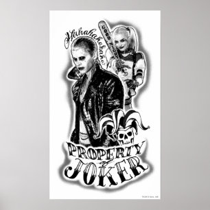 Suicide Squad   Joker & Harley Airbrush Tattoo Poster