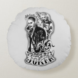 Suicide Squad Joker & Harley Airbrush Tattoo Rund Kudde