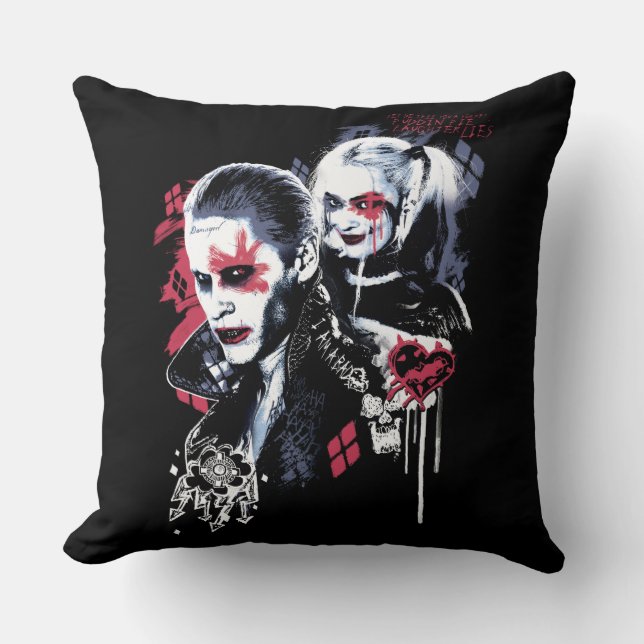 Suicide Squad | Joker & Harley Painting Graffiti Kudde (Framsida)