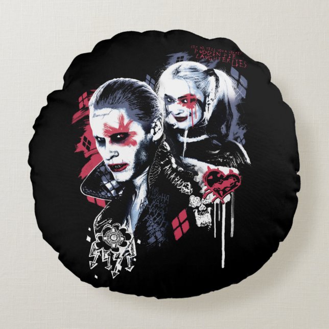 Suicide Squad | Joker & Harley Painting Graffiti Rund Kudde (Framsidan)