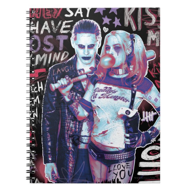 Suicide Squad | Joker & Harley Typography Photo Anteckningsbok Med Spiral (Framsidan)